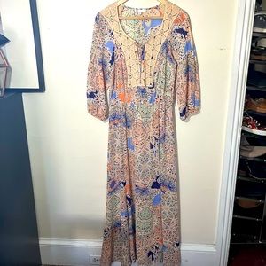 DR2 | floral semi sheer crochet detail maxi dress MEDIUM